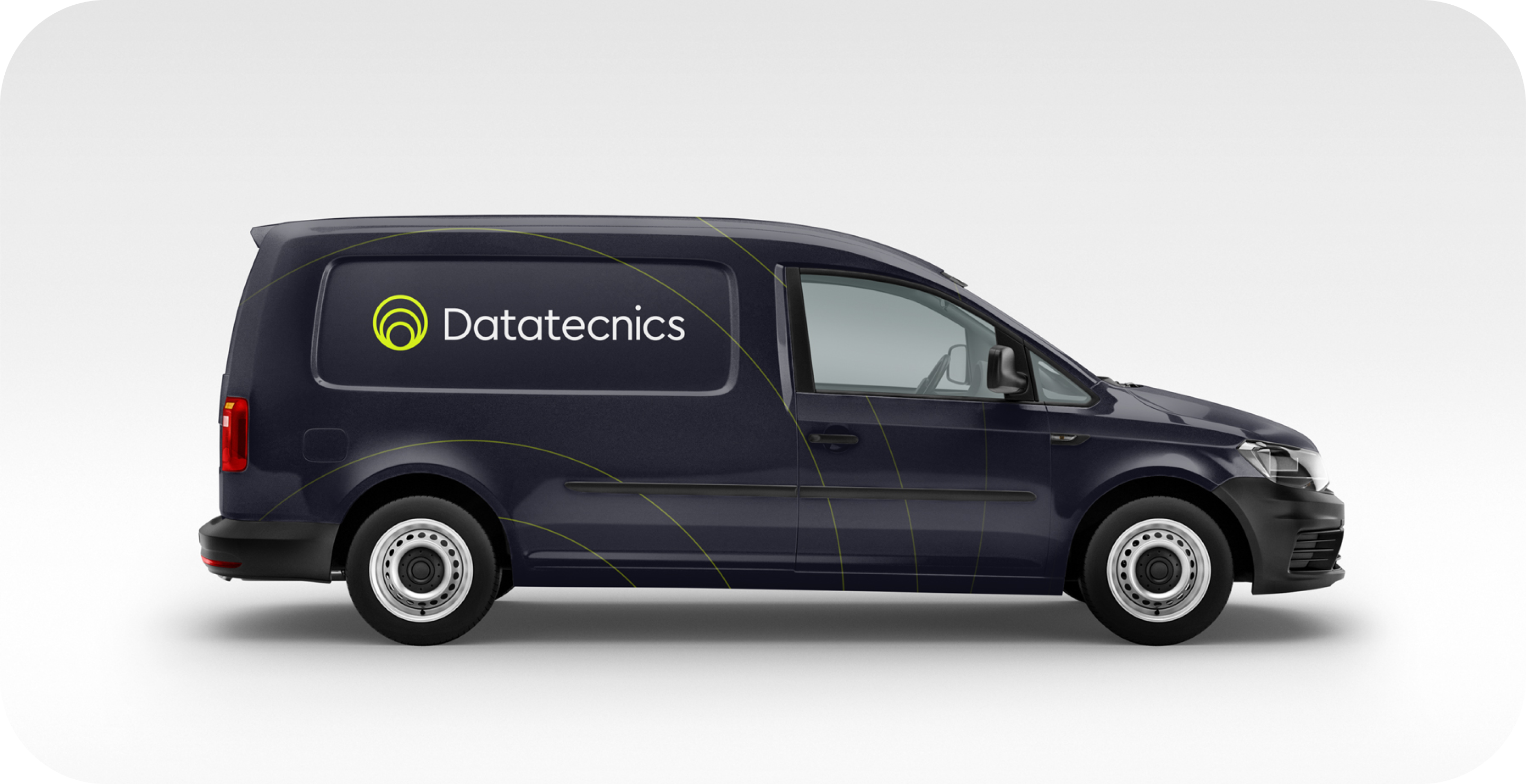 AI & IoT branding for tech startups. Branded van. "Datatecnics"