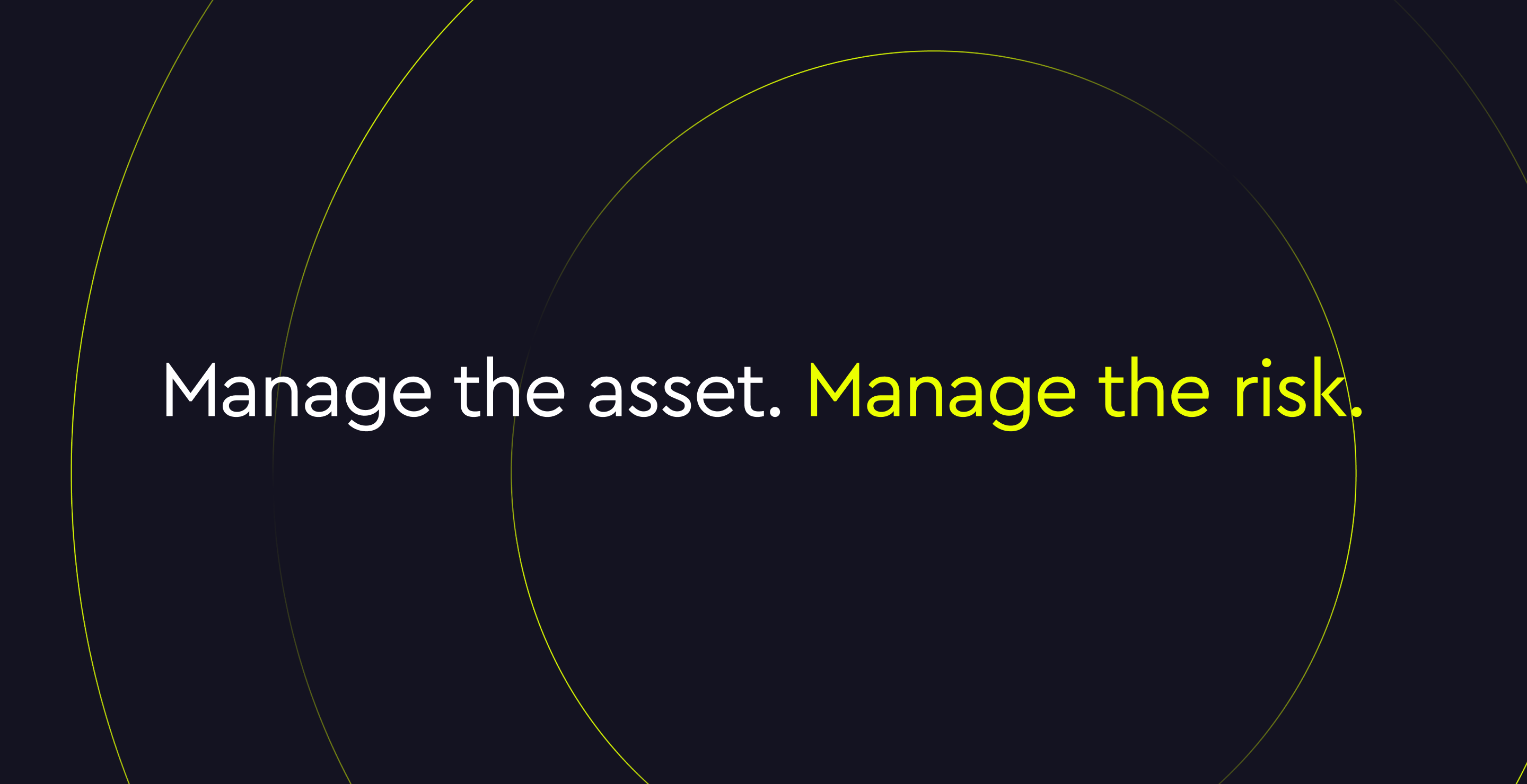 AI & IoT branding for tech startups. Website banner. "Manage the asset. Manage the risk."